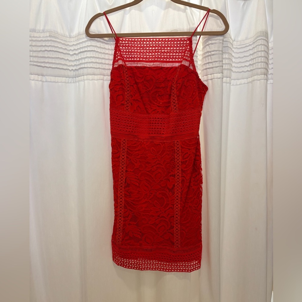 Topshop lace red bodycon dress